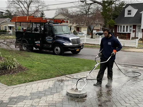 cleaning driveway pavers on Long Island